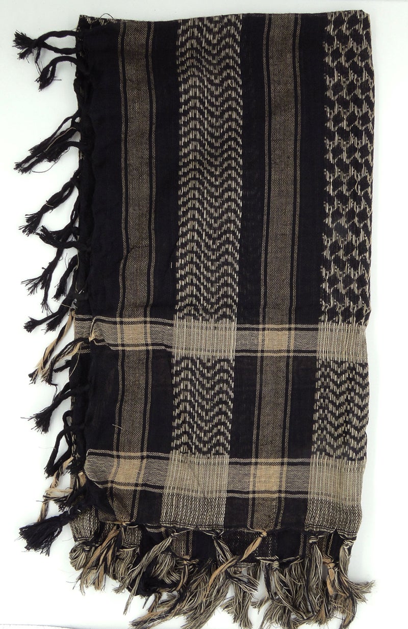 Tapp Collections Premium Shemagh Head Neck Scarf - Black/Camel - Image 2